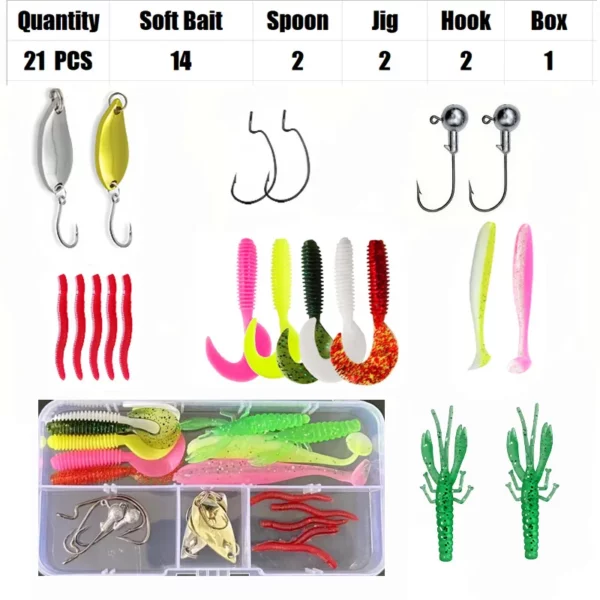 Fishing Lure Set 18/21/59/142pcs Mixed VIB Lure Kit Soft Lure Minnow Popper Hooks All Fishing Accessory Fresh Water