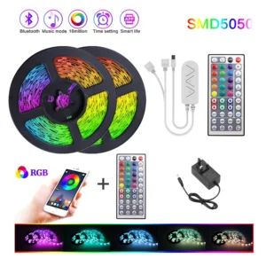 DC 12V LED Strip Light RGB 5050 Music Sync Color Changing Sensitive App Control Flexible Gaming Desk Lighting TV Backlight