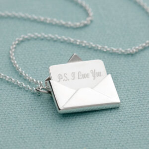 Personalized Silver Envelopev Necklace with Engraved Insert