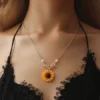 Zinc Alloy Sunflower Pendant Necklace
